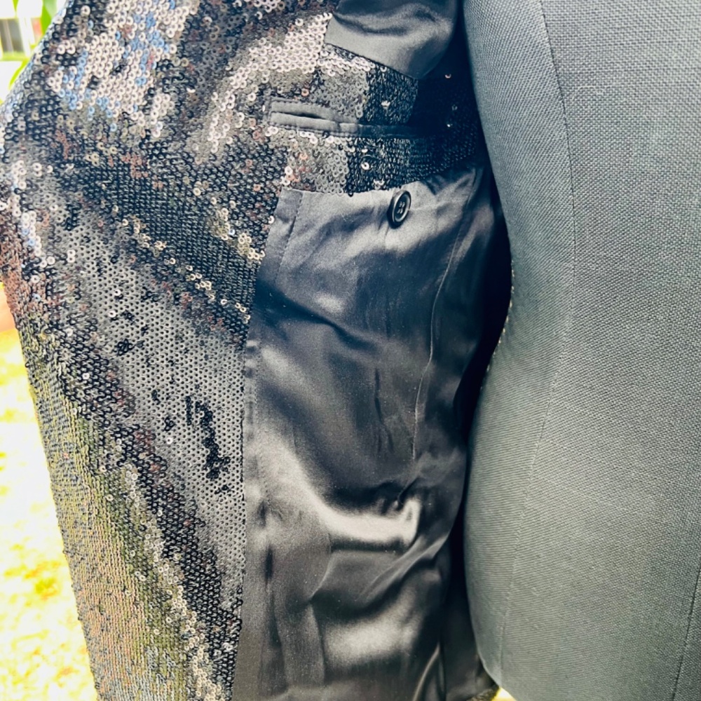 NEW WITH TAGS | UNCONDITIONAL BLACK SEQUIN BLAZER UNISEX (MENS MEDIUM) - Picture 6 of 16